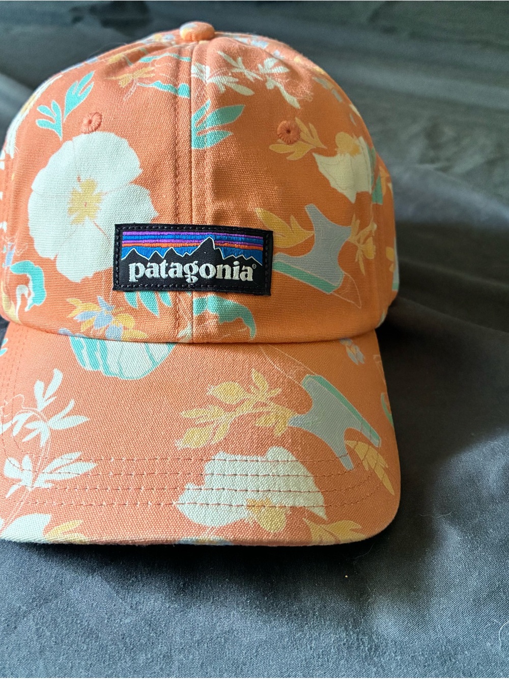 Patagonia Coral Floral Baseball Hat with Turquoise Accents